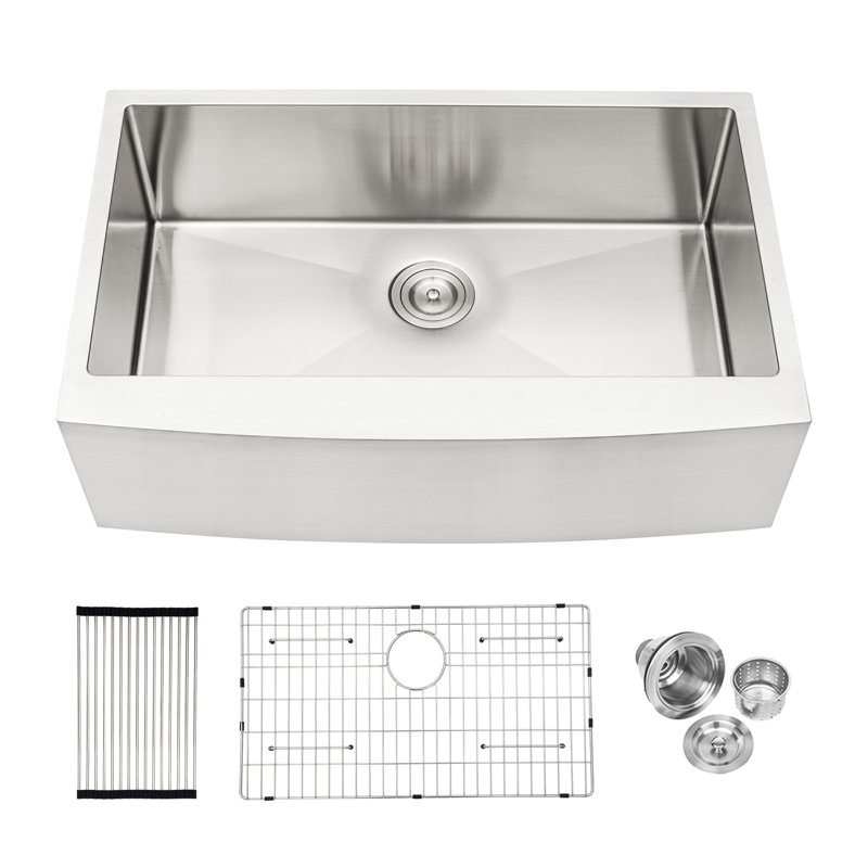 Évier de cuisine Farmhouse - Évier de cuisine à cuve simple en acier inoxydable 30 po x 21 po x 10 po à tablier frontal à cuve profonde de calibre 16