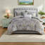 Ensemble de literie en coton avec housse de couette, grand lit double damassé gris