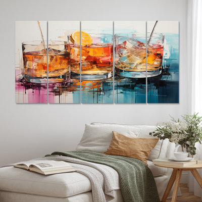 Liquor Représentation multicolore acrylique sur toile 5 pièces