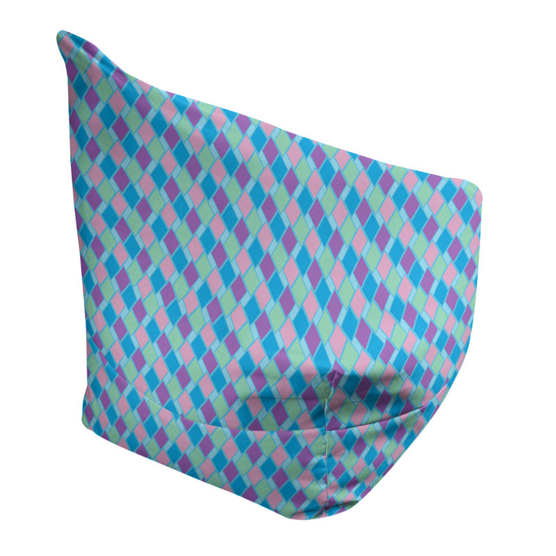 Sac de pois Leffel, H 38 po x l 42 po x P 29 po, Housse de pouf, Bleu / Vert / Rose