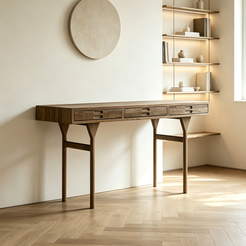 French Distressed Design Birch Solid Wood Desk