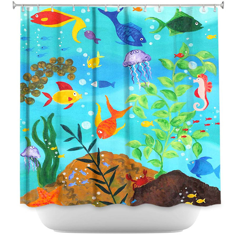 Rideau de douche simple happy fish iii