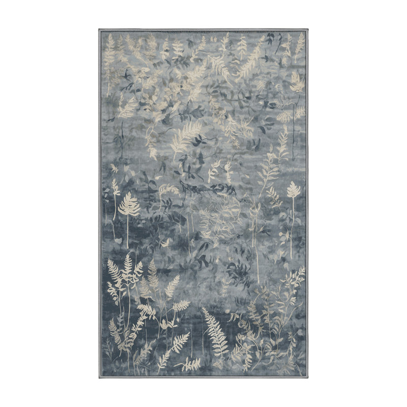 Tapis gris soyeux et moelleux, Rectangle 7 pi x 9 pi