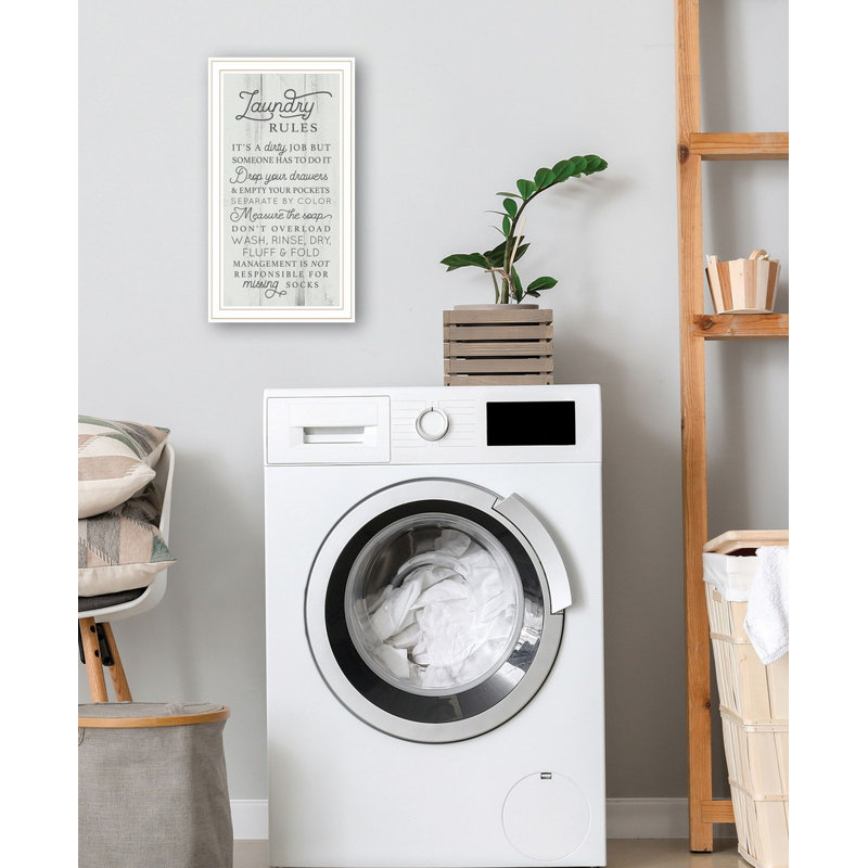 «Laundry Rules» par Lux + Me Designs, impression encadrée prête à être accrochée