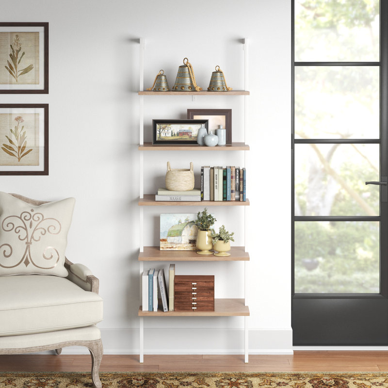 Cayton 5 Piece Industrial Pipe Shelves, Walnut