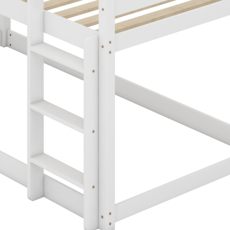 Lit superposé en bois avec échelle, Blanc