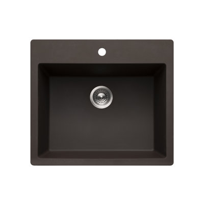Évier de cuisine à simple cuve en granite moka 25 pouces Houzer Quartztone - G-300 MOCHA