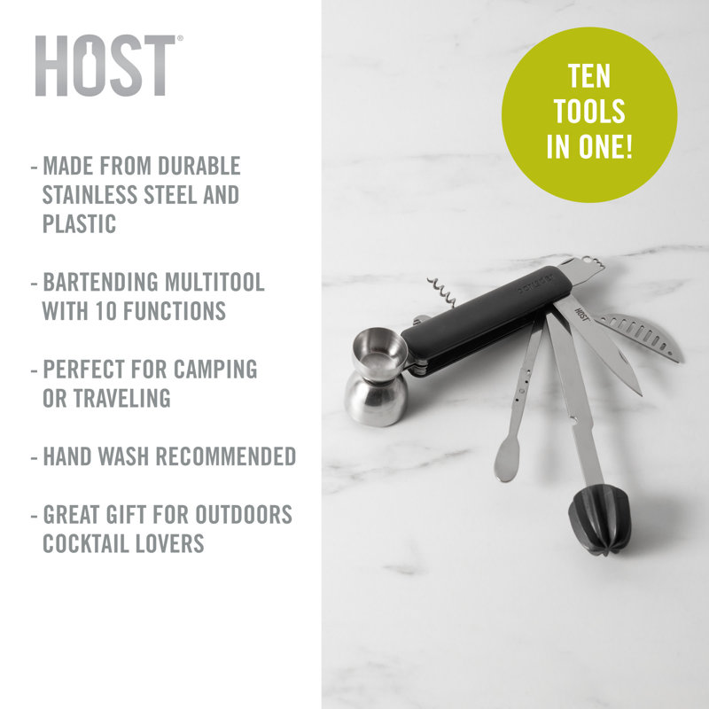 Black Stainless Steel 10-in-1 Bartending Tool Set