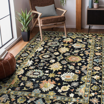 Tapis noir crocheté à la main Dharmendera