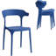 Ensemble de salle à manger 5 pièces pour patio - table carrée noire avec 4 chaises empilables en plastique bleu, résistant aux intempéries, facile à nettoyer, mobilier d'extérieur pour le jardin, le balcon ou le café (noir et bleu)-60965273-60965269