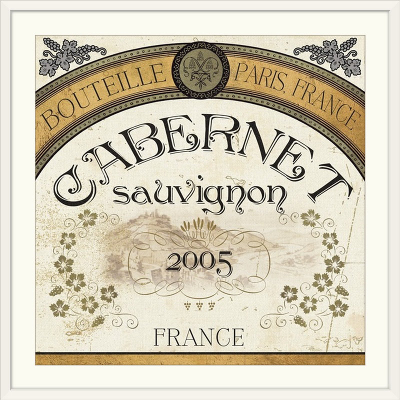 «i rétro, annonce Wine Labels, H 35 po x l 35 po x P 1,5 po, Toile