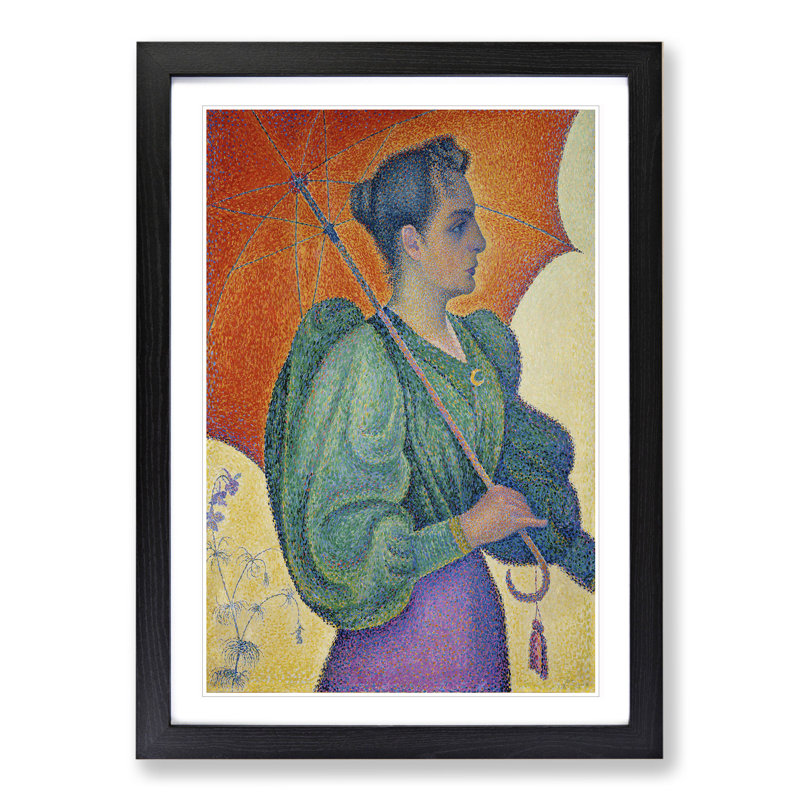 Woman with an Umbrella by Paul Signac - Picture Frame Painting, Black Framed, 48cm H x 36cm W x 2cm D