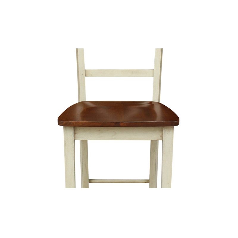Klynn Solid Wood Counter Stool, Espresso Seat/Antiqued Almond Frame