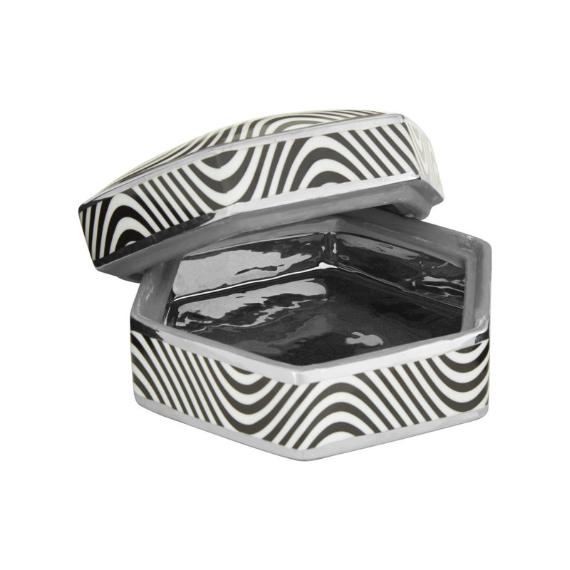 Bodhild Handmade Porcelain China Decorative Box, 9cm H x 16cm W x 16cm D