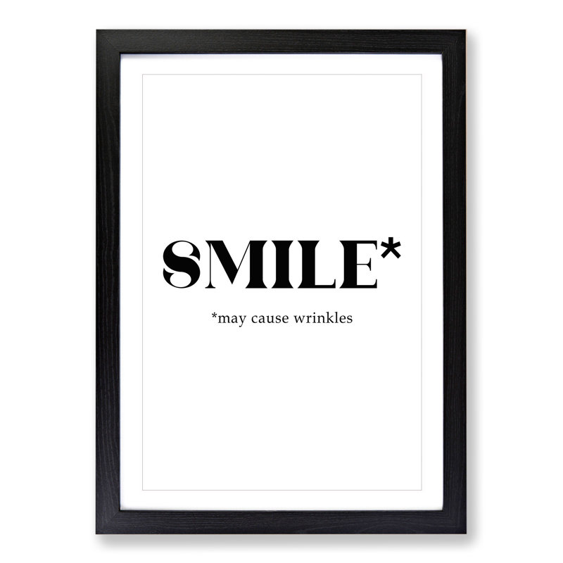 Smile - Single Picture Frame Print on Wood, Black Framed, 90cm H x 65cm W x 2cm D
