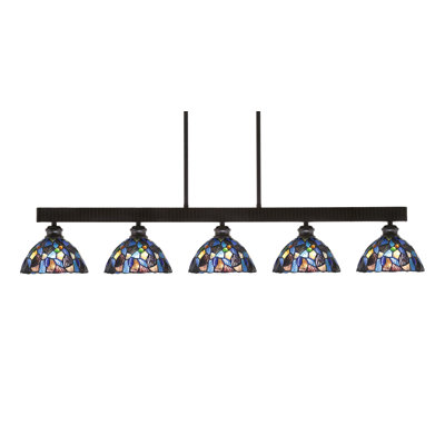 Edge 5 Light Bar Shown With 7" Blue Mosaic Art Glass