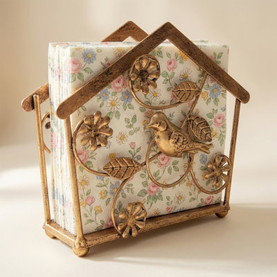 Porte-serviettes Bird and Leaf, organisateur autoportant en métal pour serviettes standard 