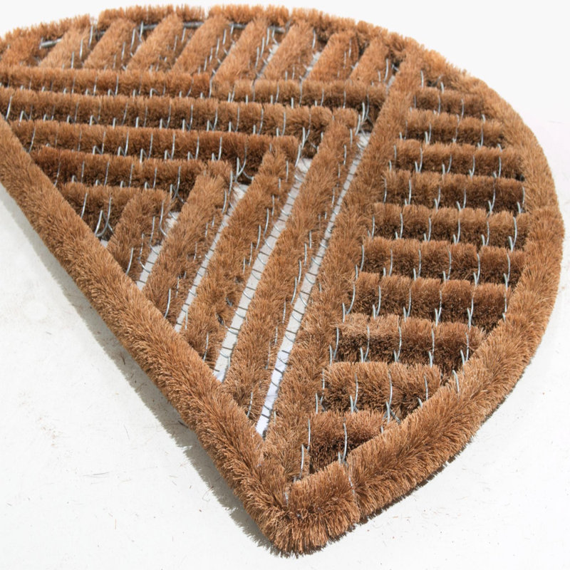 Tapis d'entrée extérieur géométrique demi-cercle en fibre de coco brune 45,7 cm x 76,2 cm