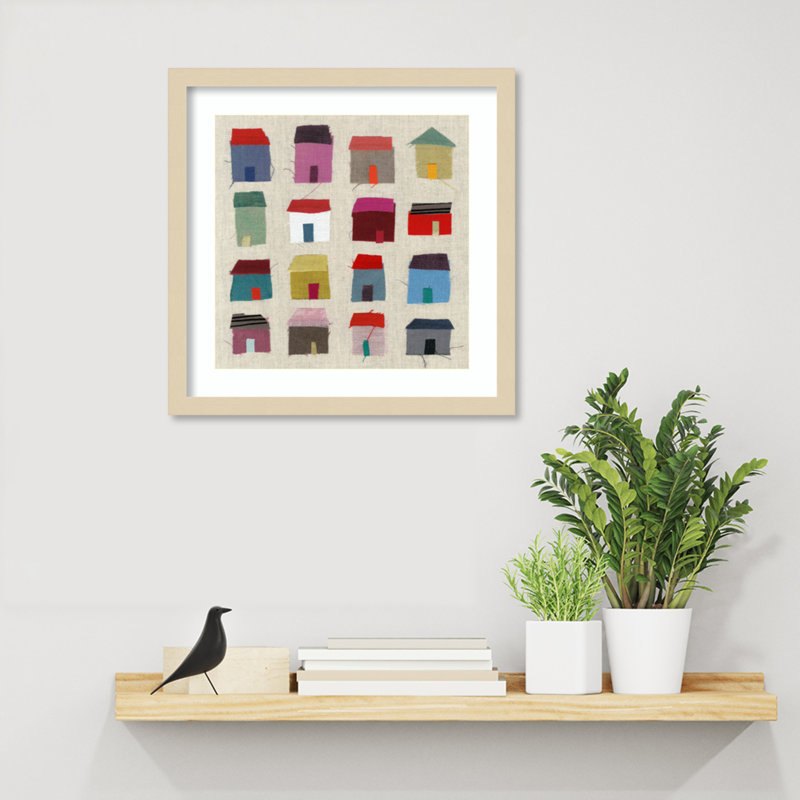 Montier Houses Framed on Paper by Jenny Frean Print, Brown, 17" H x 17" W x 1" D
