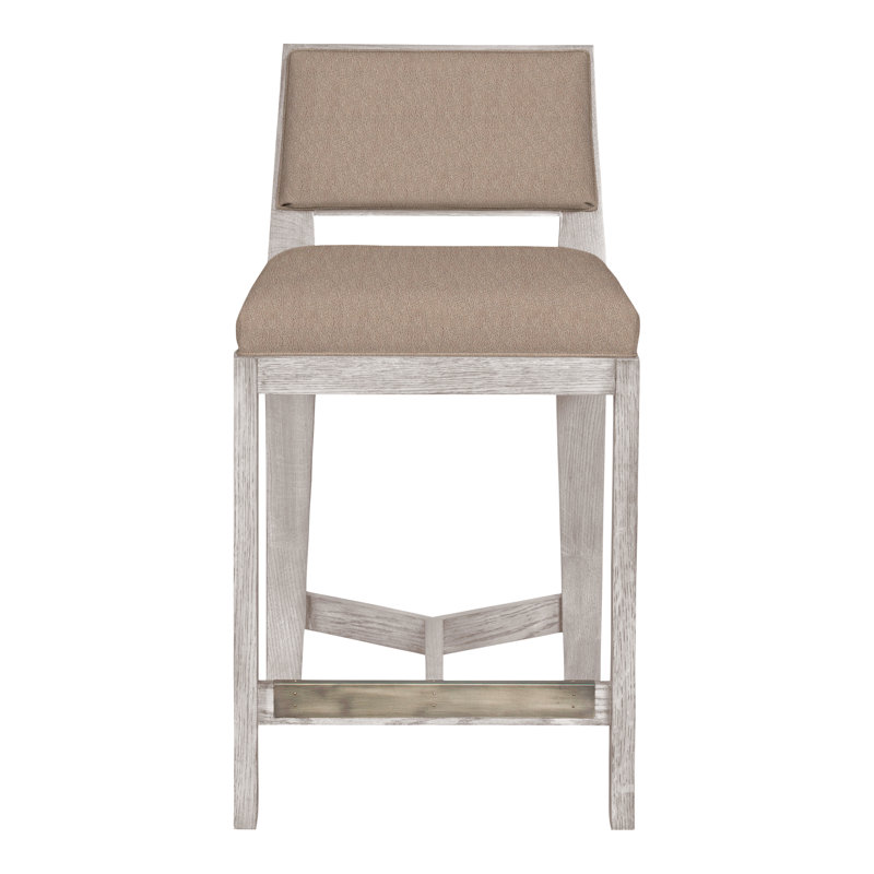 Scoville By Thom Filicia Upholstered Counter Stool with Solid Wood Frame, Gris colombe, Navada champignon