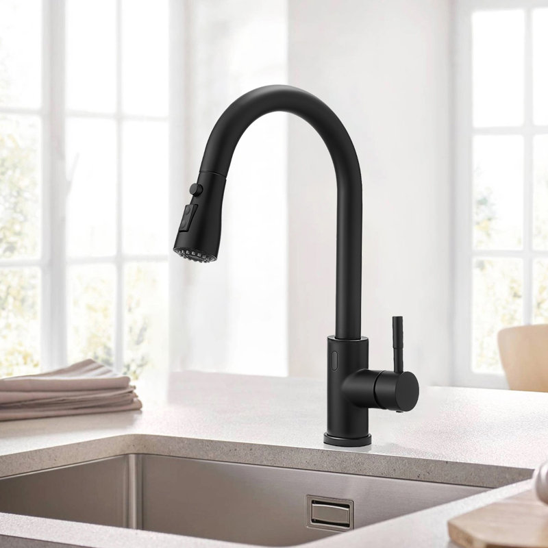 Robinet de cuisine avec capteur, Noir mat