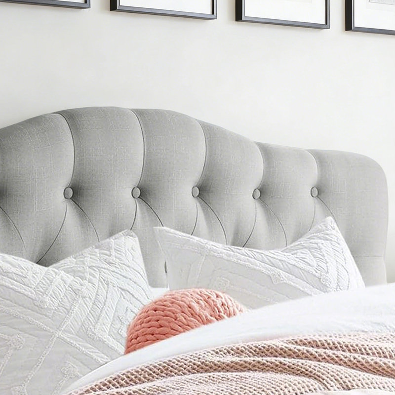 Tufted Upholstered Headboard, Solid Wood Head Board with Wood Legs, Adjustable Height Bed headboard from 47” to 63” Fabric Headboard in Modern Button Design