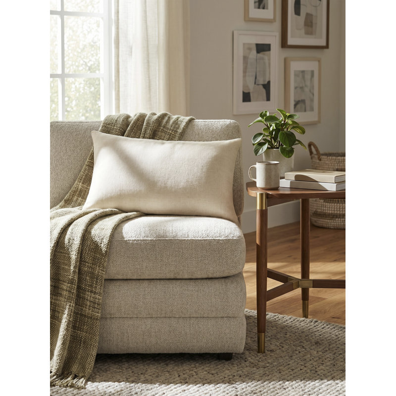 Coussin décoratif Dilip, Beige, Duvet de canard, Rectangle H 12 po x l 21 po