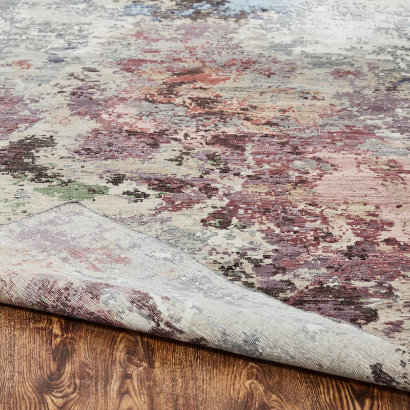Hand Knotted Wool Abstract Area Rug, Rectangle 8' x 10'