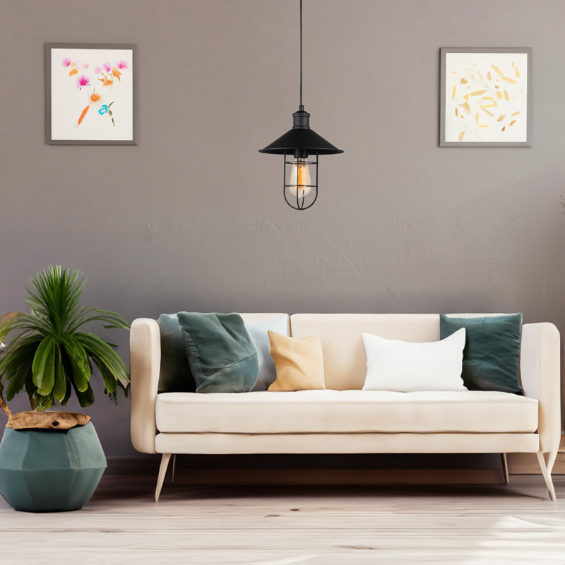 Luminaire suspendu conique noir à 1 lumière Brookhurst