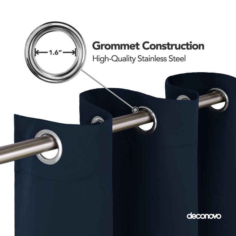 Brynnli Eyelet Blackout Thermal Curtains, 117cm W x 183cm D, Navy Blue