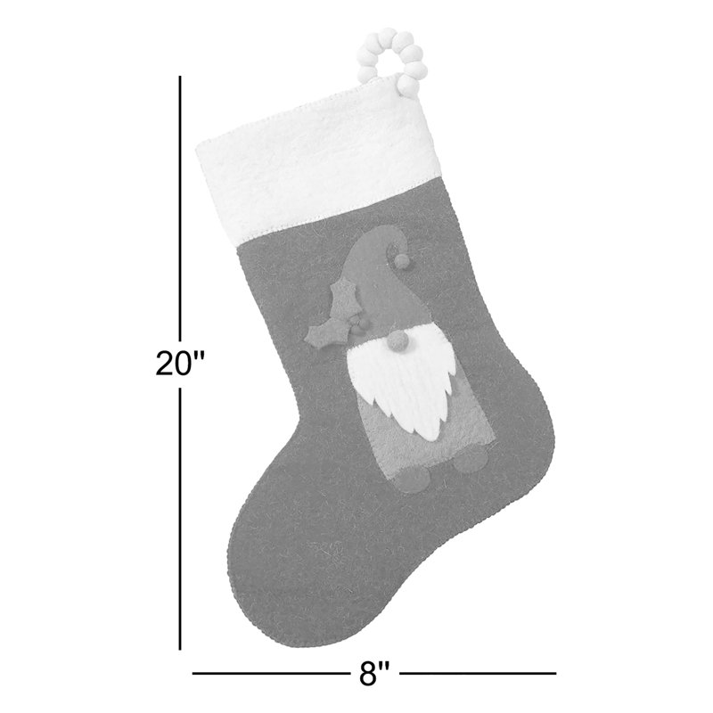 Chaussette de Noël en laine feutrée à la main - Gnome sur vert
