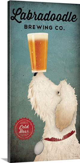 « doodle bière double ii » par ryan fowler, affiche rétro, H 24 po x l 12 po x P 1,5 po, Toile