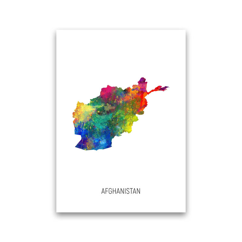 Afghanistan Watercolour Map by Michael Tompsett - Print, Unframed, 30cm H x 21cm W x 1cm D