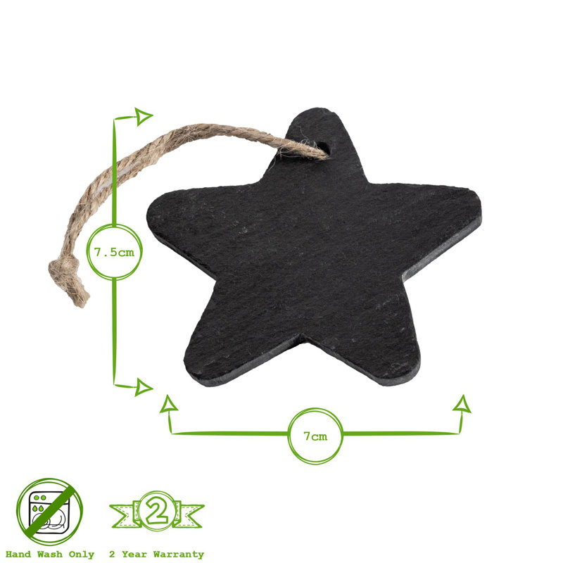 Nicola Spring - Slate Christmas Tree Decoration - 7 x 7.5cm - Star
