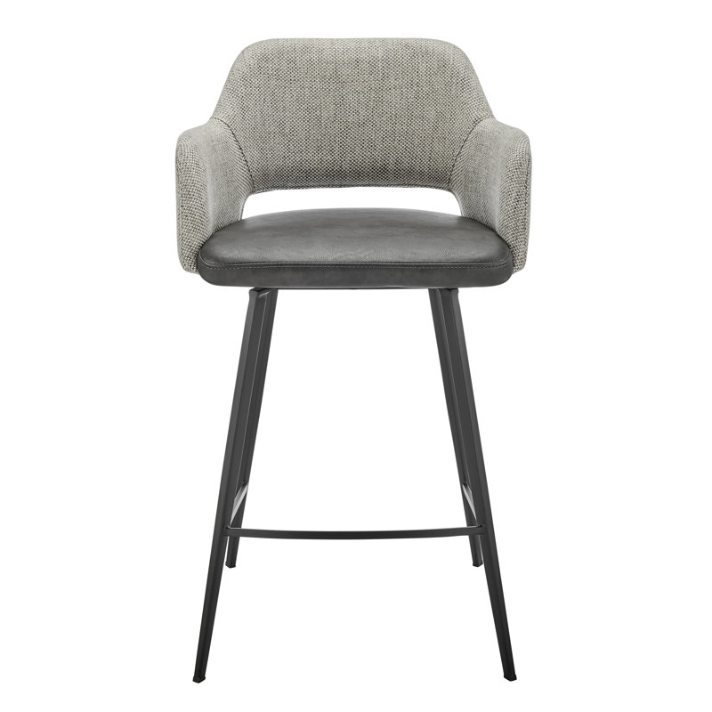 Tabouret de bar et de comptoir Ivonne, Similicuir gris foncé, Tabouret de comptoir (siège d'une hauteur de 25,6