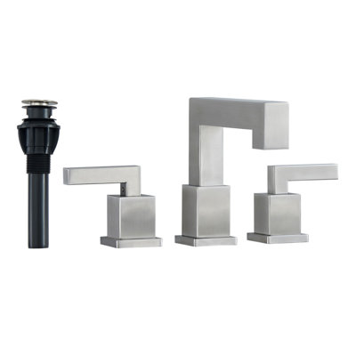 Robinet de salle de bain en nickel brossé, robinet de salle de bain cascade pour lavabo à 3 trous, robinet de meuble-lavabo moderne à 2 poignées avec bonde escamotable et tuyau d'alimentation sans plomb, 8 po