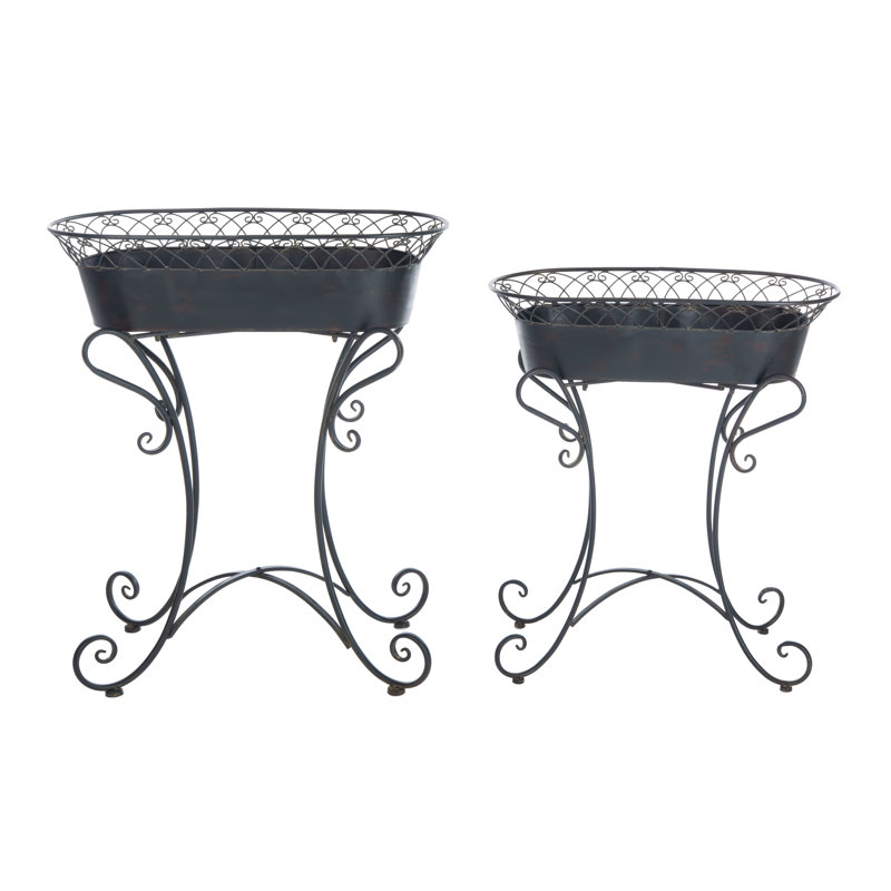 Elmo Metal Pot Planter, Black Rust