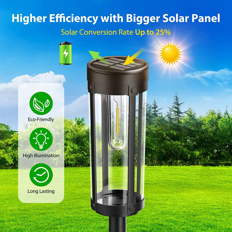 6-Pack Black Solar LED Pathway Lights with Plastic Housing