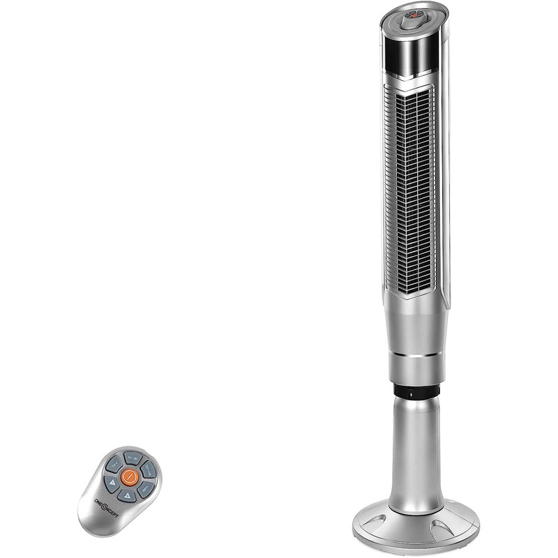 Antarctic Star 59'' Oscillating Tower Fan Fan with Remote Included, 40" H x 12.6" W x 12.6" D, Silver