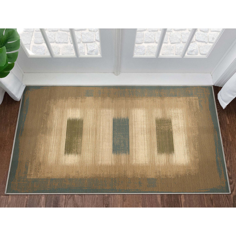 Kehr Modern Border Flat-Weave Brown Rug Perfect for High-Traffic Areas