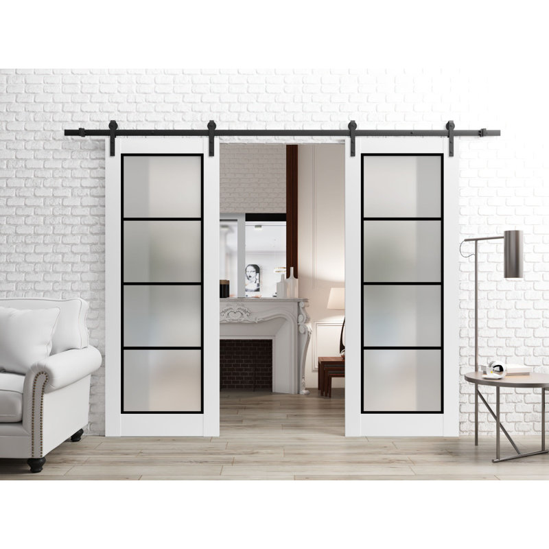 Porte de grange en bois manufacturé 2132, Satin blanc, 60 po x 96 po