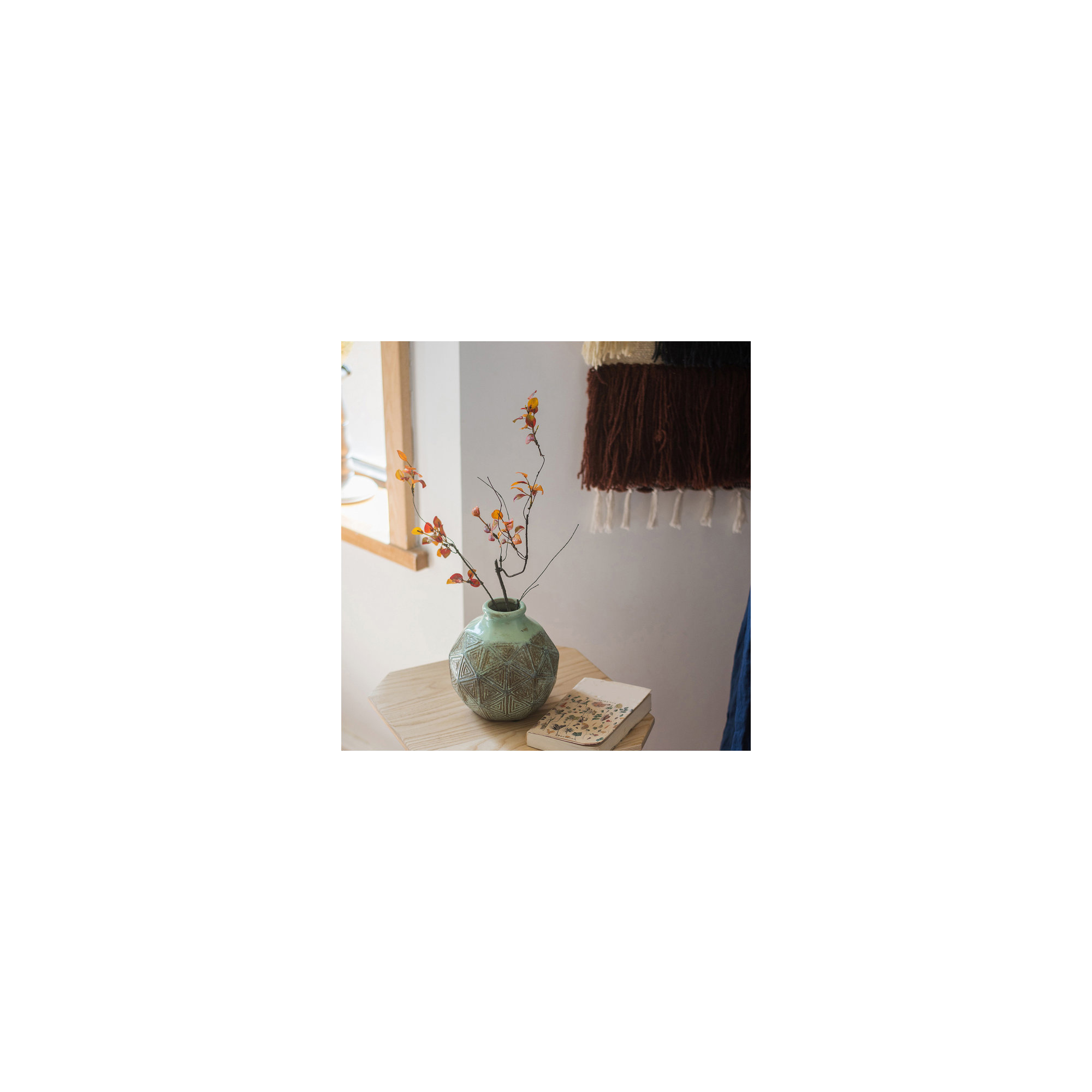 Artificial Vine Leaf Stem, Summer Red, 1 Stem