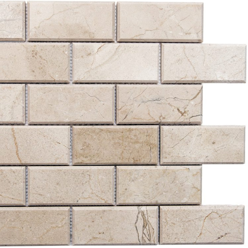 Santorini 2" x 4" Marble Brick Joint Mosaic Wall Tile, Brown