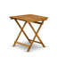 Ensemble bistro extérieur 3 pièces comprenant une table basse carrée en bois d'acacia et 2 chaises pliantes, 66 x 66 cm, finition huilée naturelle.-1672433541