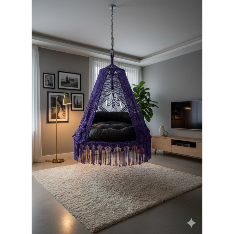 Fauteuil suspendu Amethyst Dream, Noir, Mauve
