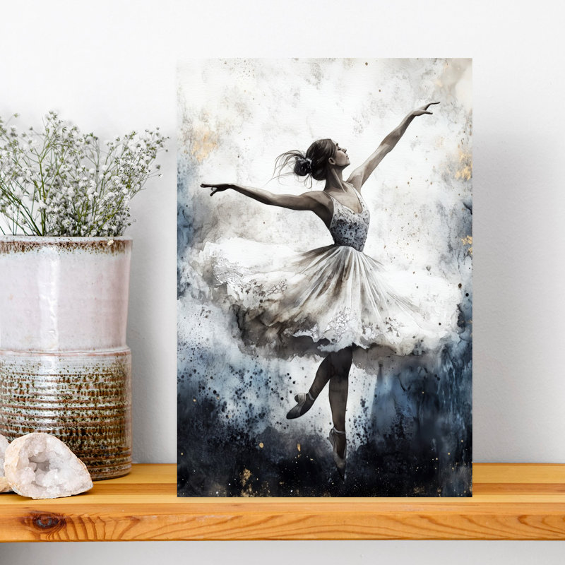 «Ethereal Ballet Dance», art mural élégant et éthéré abstrait, 18" H x 12" W