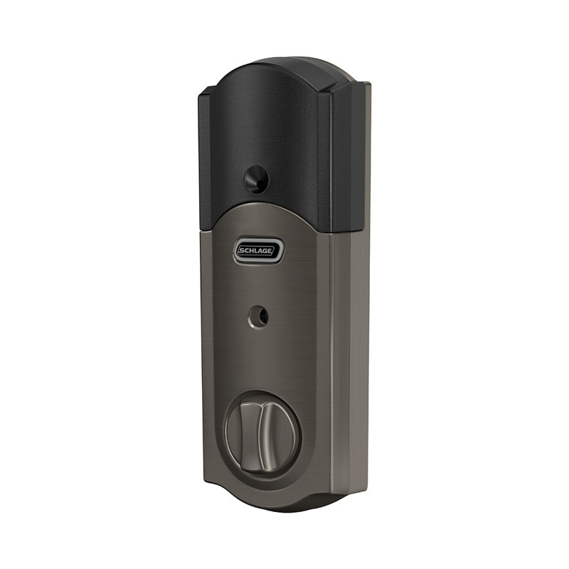 Camelot Electronic Single Cylinder Deadbolt, Black Stainless/Blue