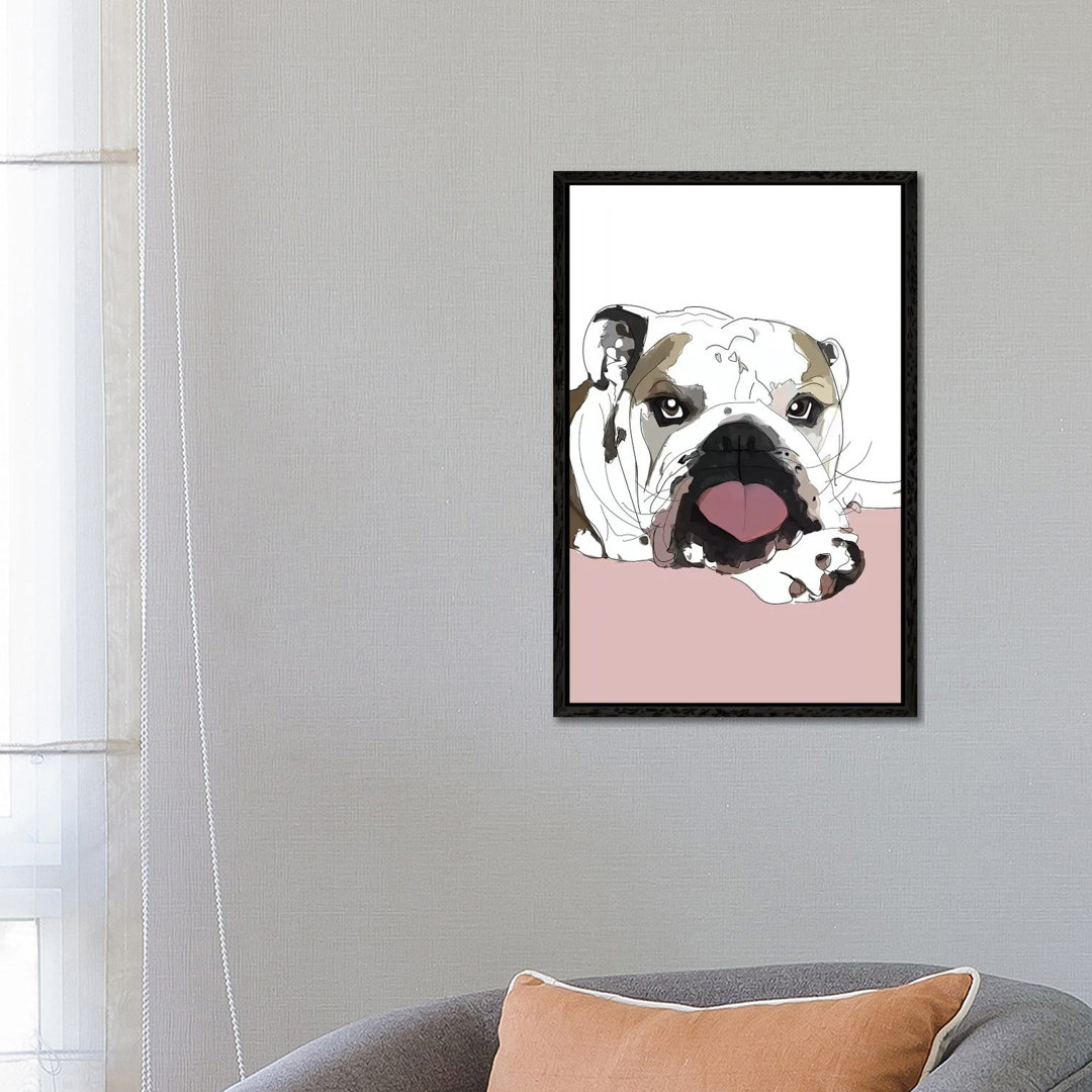 Englische Bulldogge Liebe von Sketch And Paws - Galerie-verpackte Leinwand Giclée auf Leinwand