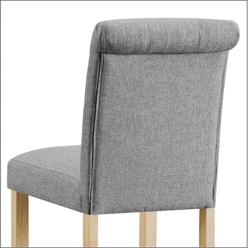 Tabourets en bois massif à boutons capitonnés, Gris