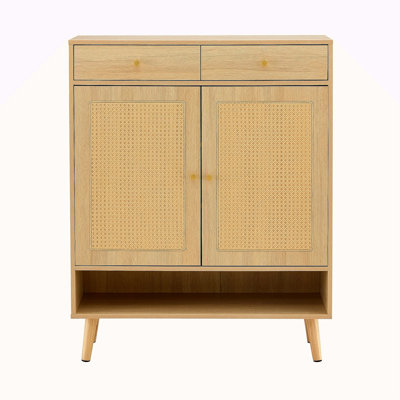 Armoire à chaussures multifonctionnelle en bois aggloméré naturel minimaliste moderne et de couleur naturelle - s'adapte parfaitement aux intérieurs de style nordique et industriel, dimensions du produit: 34,6 x 13,7 x 43 po.